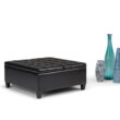Simpli Home Harrison Casual Midnight Black Faux leather Storage Ottoman