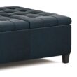 Simpli Home Harrison Old World/Vintage Distressed Dark Blue Faux leather Storage Ottoman