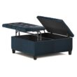 Simpli Home Harrison Old World/Vintage Distressed Dark Blue Faux leather Storage Ottoman