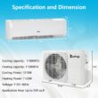 Winado Air Conditioners 1 zone 11000-BTU Ductless Mini Split Air Conditioner Heat Pump Included with 115-Volt