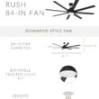 Craftmade Rush 84-in Flat Black with Flat Black Blades Integrated LED Uncovered Outdoor Ceiling Fan With Light 8 -Blade