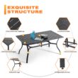 Nuu Garden 7 -Piece Black Patio Dining Set Iron Rectangle Table with 6 Brown C-spring Chairs