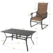 Nuu Garden 7 -Piece Black Patio Dining Set Iron Rectangle Table with 6 Brown C-spring Chairs