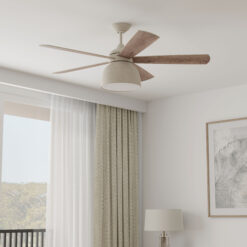 Craftmade Ventura 52-in Cottage White with Cottage White Blades Integrated LED Covered Outdoor Ceiling Fan With Light 5 -Blade