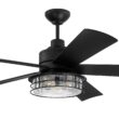 Craftmade Garrick 56-in Flat black with Flat black Blades Integrated LED Uncovered Outdoor Ceiling Fan With Light 5 -Blade