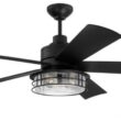 Craftmade Garrick 56-in Flat black with Flat black Blades Integrated LED Uncovered Outdoor Ceiling Fan With Light 5 -Blade