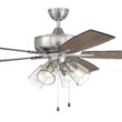 Craftmade Super Pro 104 60-in Brushed Polished Nickel with Driftwood/Grey Walnut Blades Integrated LED Ceiling Fan With Light 5 -Blade