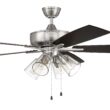 Craftmade Super Pro 104 60-in Brushed Polished Nickel with Driftwood/Grey Walnut Blades Integrated LED Ceiling Fan With Light 5 -Blade