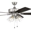 Craftmade Super Pro 104 60-in Brushed Polished Nickel with Driftwood/Grey Walnut Blades Integrated LED Ceiling Fan With Light 5 -Blade