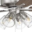Craftmade Super Pro 104 60-in Brushed Polished Nickel with Driftwood/Grey Walnut Blades Integrated LED Ceiling Fan With Light 5 -Blade