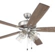 Craftmade Super Pro 104 60-in Brushed Polished Nickel with Driftwood/Grey Walnut Blades Integrated LED Ceiling Fan With Light 5 -Blade