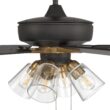 Craftmade Super Pro 104 60-in Flat Black/Satin Brass with Black Walnut/Flat Black Blades Ceiling Fan With Light 5 -Blade
