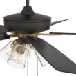 Craftmade Super Pro 104 60-in Flat Black/Satin Brass with Black Walnut/Flat Black Blades Ceiling Fan With Light 5 -Blade