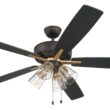 Craftmade Super Pro 104 60-in Flat Black/Satin Brass with Black Walnut/Flat Black Blades Ceiling Fan With Light 5 -Blade