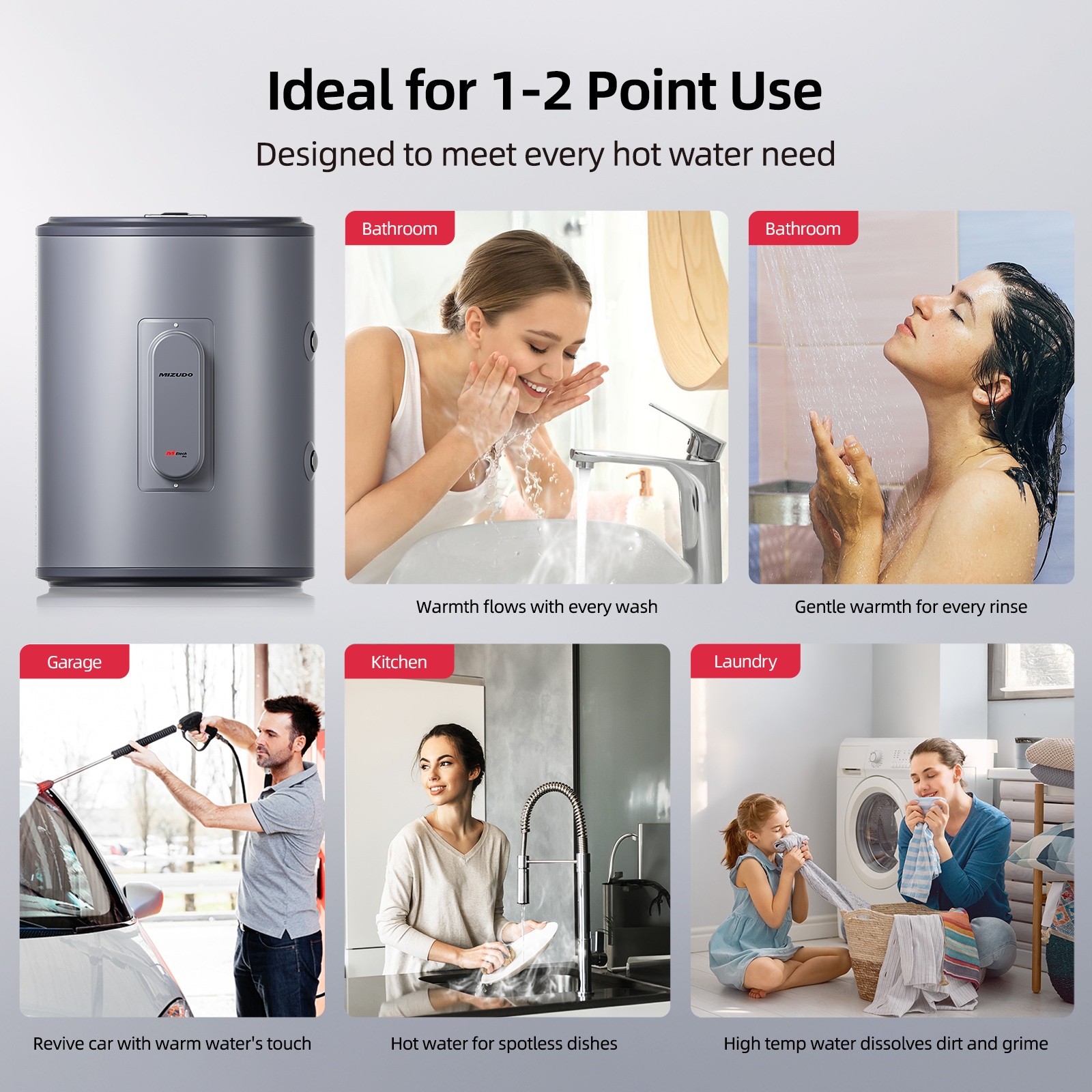 Mizudo 18-Gallon Electric Short Tank Water Heater with T and P Valve, 1500W 120V, Water Connection 3/4 In Npt Mizudo 18-Gallon Electric Short Tank Water Heater with T and P Valve, 1500W 120V, Water Connection 3/4 In Npt