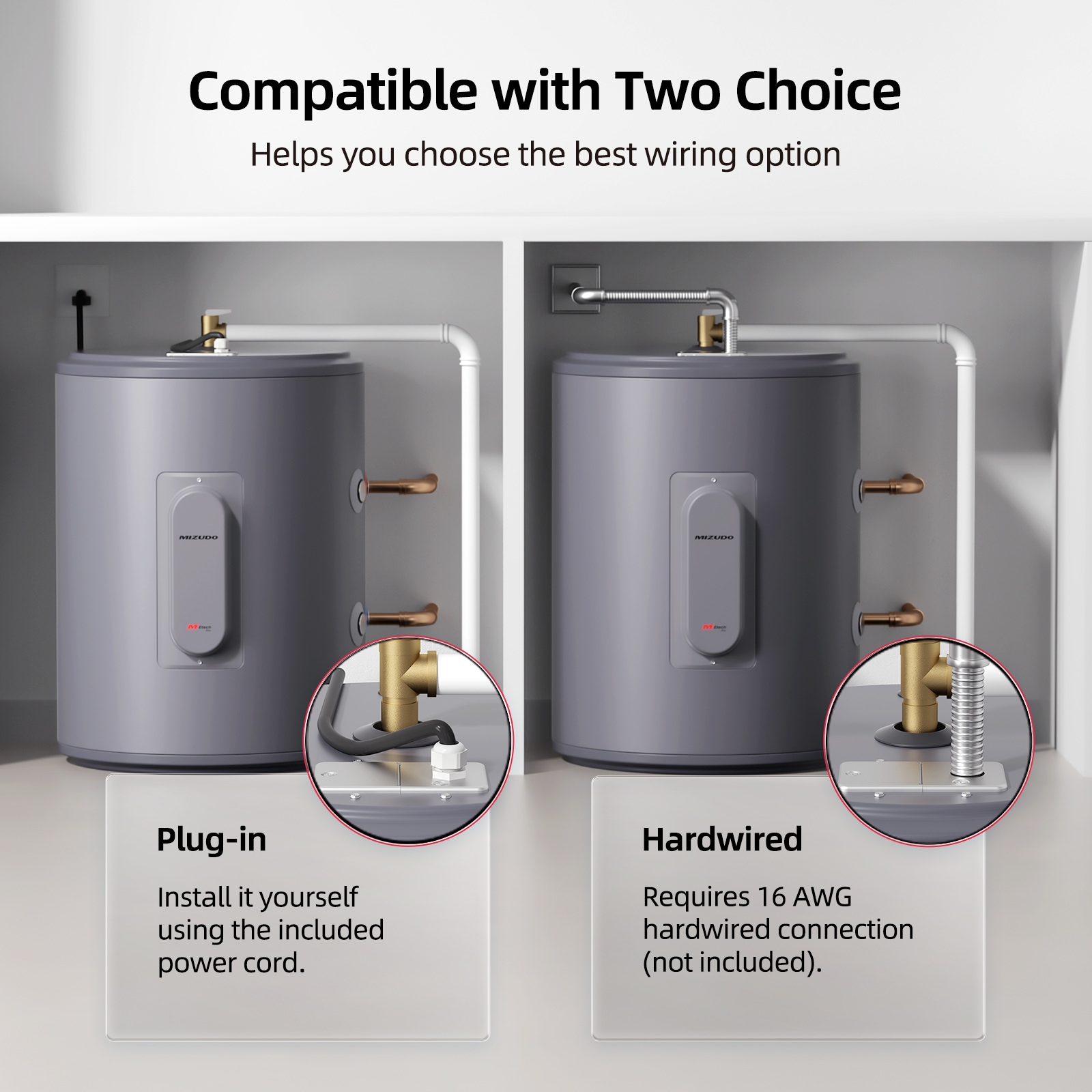 Mizudo 18-Gallon Electric Short Tank Water Heater with T and P Valve, 1500W 120V, Water Connection 3/4 In Npt Mizudo 18-Gallon Electric Short Tank Water Heater with T and P Valve, 1500W 120V, Water Connection 3/4 In Npt