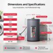 Mizudo 10-Gallon Electric Short Tank Water Heater with T and P Valve, 1500W 120V, Water Connection 3/4 In Npt