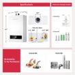 Mizudo Comfortech Classic Natural Gas Tankless Water Heater 170,000 BTU, Up to 7.5 GPM Instant Hot Water Heater NG, Indoor Installation, CSA Certified, White