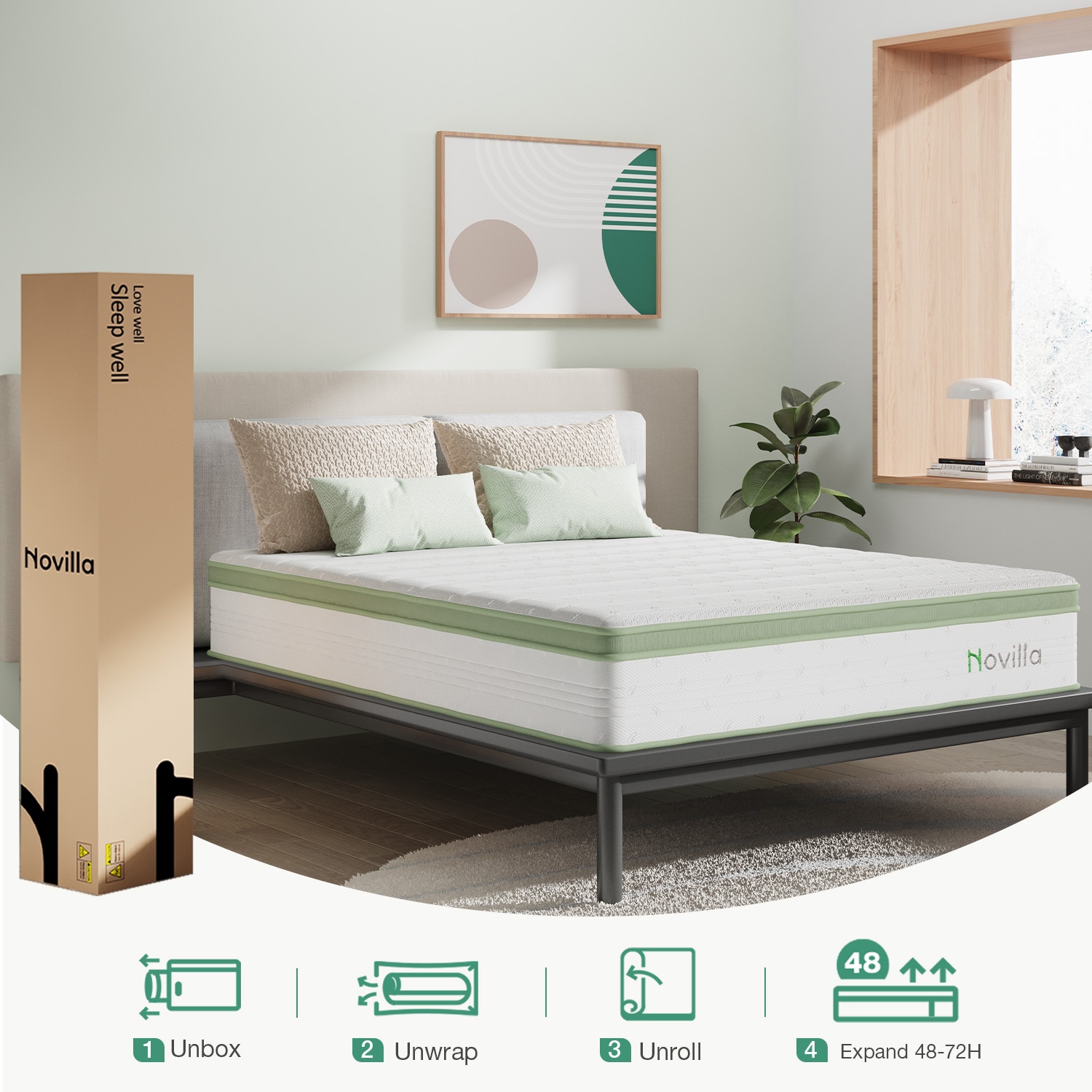 Novilla 12-in Medium Queen Hybrid Memory Foam/Coil Blend Mattress in a Box Novilla 12-in Medium Queen Hybrid Memory Foam/Coil Blend Mattress in a Box