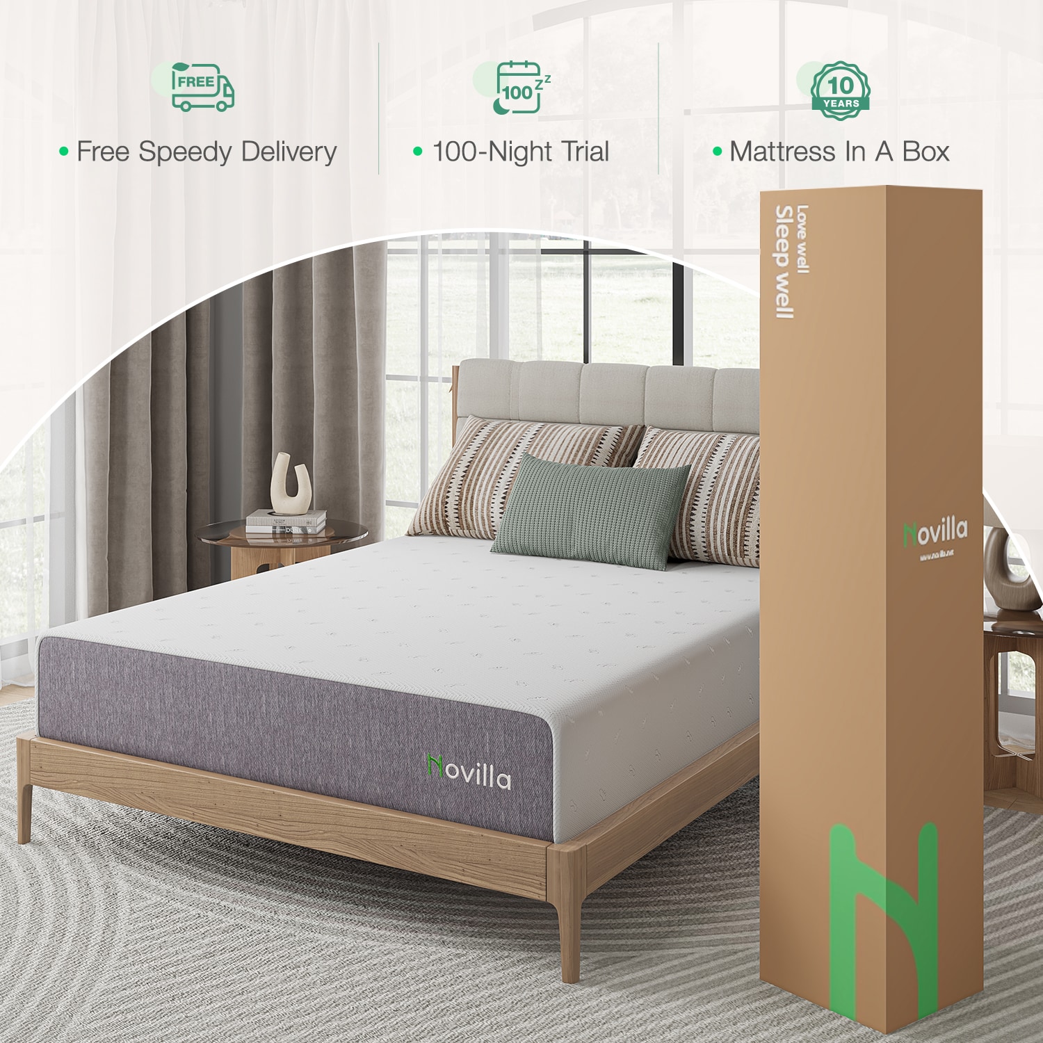 Novilla 12-in Firm Queen Memory foam Mattress in a Box Novilla 12-in Firm Queen Memory foam Mattress in a Box