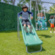 The Swing Company Rochester Metal Swing Set Residential Metal Swing set with 4 Swings and Slide Included