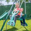 The Swing Company Rochester Metal Swing Set Residential Metal Swing set with 4 Swings and Slide Included