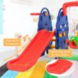 Slickblue 1-Swings Red Blue HDPE Kids Slide Swing Set with Basketball for Indoor or Outdoor Spaces Slickblue 1-Swings Red Blue HDPE Kids Slide Swing Set with Basketball for Indoor or Outdoor Spaces