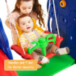 Slickblue 1-Swings Red Blue HDPE Kids Slide Swing Set with Basketball for Indoor or Outdoor Spaces Slickblue 1-Swings Red Blue HDPE Kids Slide Swing Set with Basketball for Indoor or Outdoor Spaces