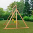 Creative Cedar Designs Trailside Wooden Swing Set- Yellow Residential Wood Playset with 2 Swings