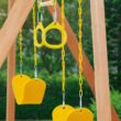 Creative Cedar Designs Trailside Wooden Swing Set- Yellow Residential Wood Playset with 2 Swings