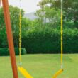 Creative Cedar Designs Trailside Wooden Swing Set- Yellow Residential Wood Playset with 2 Swings