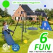 Fun Orange Kids Residential Steel Playset with 2 Swings and Slide Included