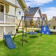 Fun Orange Kids Residential Steel Playset with 2 Swings and Slide Included