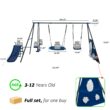 Fun Orange Kids Residential Steel Playset with 2 Swings and Slide Included
