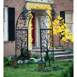 Evergreen 4.4-ft W x 6.9-ft H Arched Bronze Steel Garden Arbor