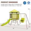 Slickblue Kids 4-in-1 Swing Set Inclueds 1 Swing and Slide and Covered Playhouse Fort with Adjustable Baby Swing Ladder Slide and Sun-Protective Canopy for Backyard Garden or Patio