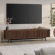 Hailey Home Whitman Transitional Satin Walnut 78.5-in W TV stand ( Accommodates TVs more than 70-in )