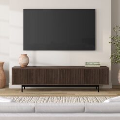 Hailey Home Whitman Transitional Alder Brown 78.5-in W TV stand ( Accommodates TVs more than 70-in )