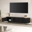 Hailey Home Whitman Transitional Black Grain 78.5-in W TV stand ( Accommodates TVs more than 70-in )