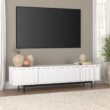 Hailey Home Whitman Transitional White 78.5-in W TV stand ( Accommodates TVs more than 70-in )