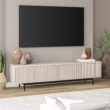 Hailey Home Whitman Transitional Alder White 78.5-in W TV stand ( Accommodates TVs more than 70-in )