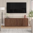 Hailey Home Hanson Transitional Satin Walnut 70-in W TV stand ( Accommodates TVs more than 70-in )