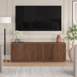 Hailey Home Hanson Transitional Satin Walnut 70-in W TV stand ( Accommodates TVs more than 70-in )