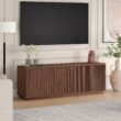 Hailey Home Hanson Transitional Satin Walnut 70-in W TV stand ( Accommodates TVs more than 70-in )