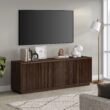 Hailey Home Hanson Transitional Alder Brown 70-in W TV stand ( Accommodates TVs more than 70-in )