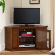 Leick Home Riley Holliday Traditional Medium Oak 46.75-in W Corner TV stand ( Accommodates TVs up to 50-in )