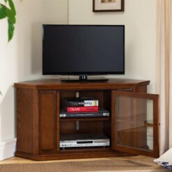 Leick Home Riley Holliday Traditional Medium Oak 46.75-in W Corner TV stand ( Accommodates TVs up to 50-in )
