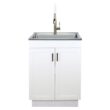 Transolid 24-in x 19.7-in 1 -Basin White Freestanding Laundry sink with Cabinet with Drain with Faucet