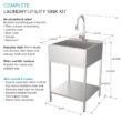 Transolid 22.1-in x 24-in 1 -Basin Brushed Satin Freestanding Laundry sink with Faucet