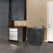 Presenza 28-in x 22-in 1 -Basin Brushed Steel Drop-in Utility tub with Faucet